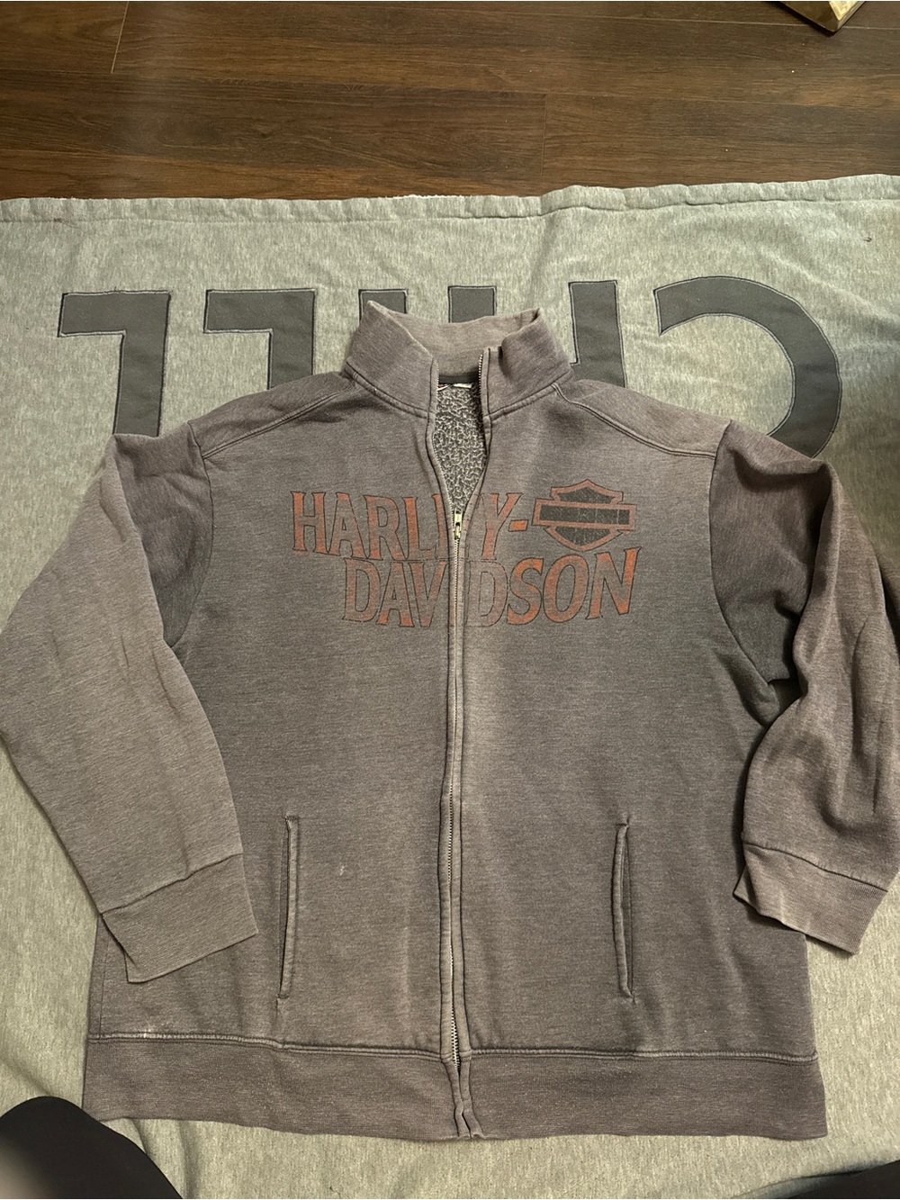Harley-Davidson Brown and Orange Full-Zip Logo Jacket